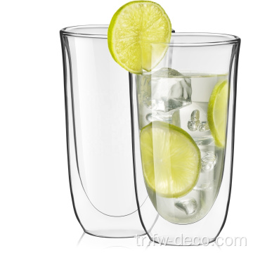 Temiz çift duvar bardağı kokteyl içecek camı seti